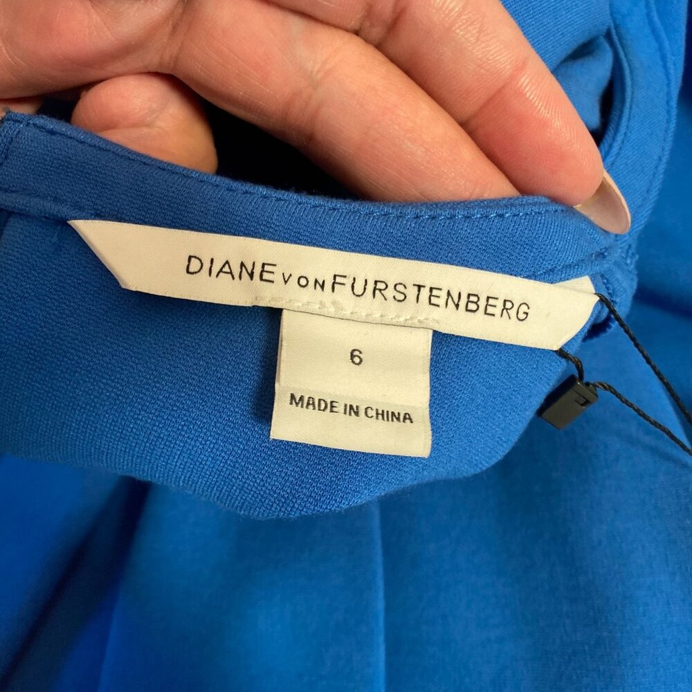 Diane Von Furstenberg Ivana Blue Short Sleeve Fit & Flare Dress,  Size 6 - Picture 7 of 16